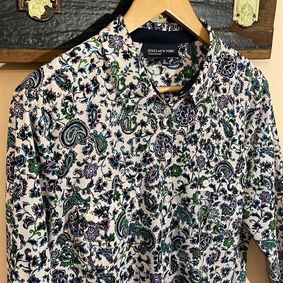 Jones New York Paisley Print Button Down Blouse Size XL - Picture 10 of 16